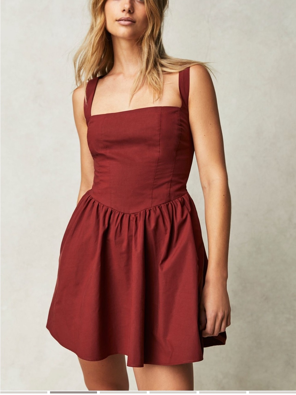 Free People East Side Lace-Up Mini Dress – Burnt Henna Rust – Size S